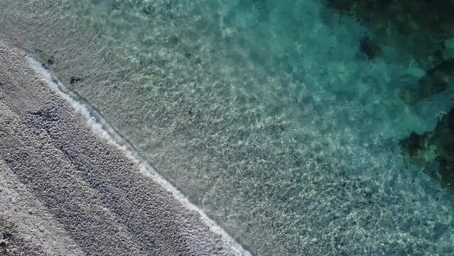Low altitude drone flight above the coast of the Elba Island, Italy