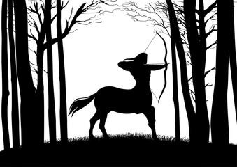 Silhouette of ancient Greek mythical character, Centaur, vector illustration
