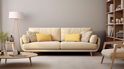 comfortable sofa armchair stylish living room, generative ai