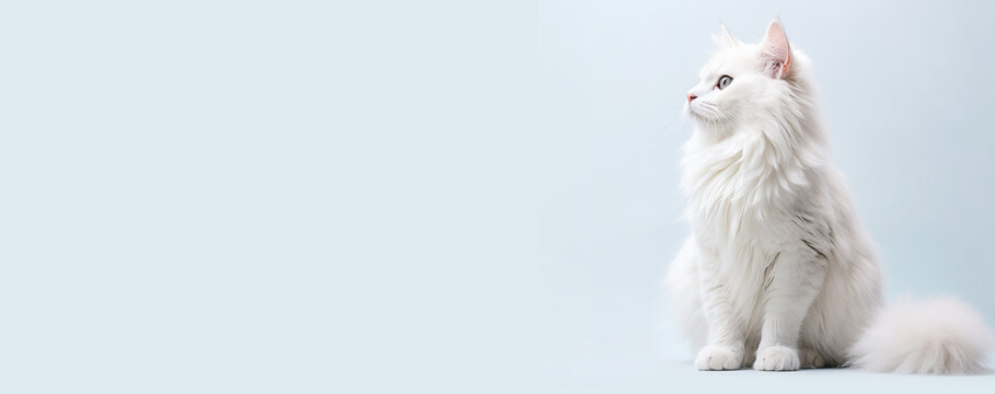 white cat with white background
