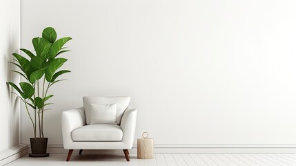 interior has armchair on empty white,  generative ai
