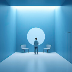 Personal facing wall, medical blue abstract illustration on the theme of Psychological Safety, Generative AI illustration