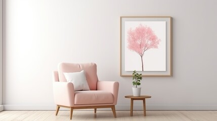 interior poster mock living room armchair, generative ai