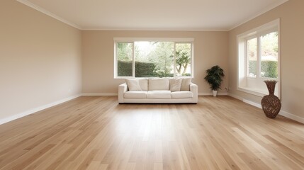 Fototapeta na wymiar interior spacious empty refurbished living room, generative ai
