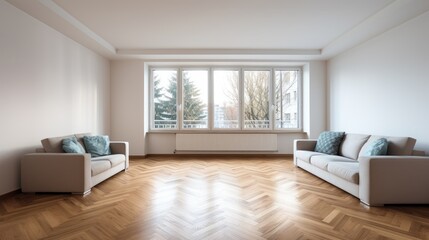 interior spacious empty refurbished living room, generative ai