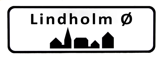 City sign of Lindholm Ø - Lindholm Ø Byskilt