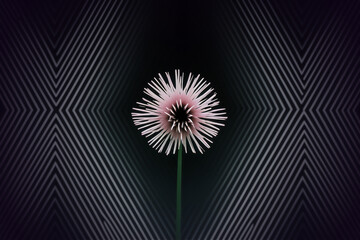 abstract pink flower on top of a diagonal pattern