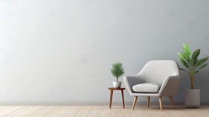 modern minimalist interior armchair on empty, generative ai