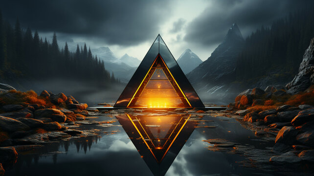 Fantasy landscape for product presentation. Render. 3D