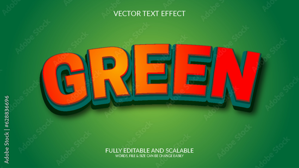 Wall mural green 3d fully editable vector eps text effect template design