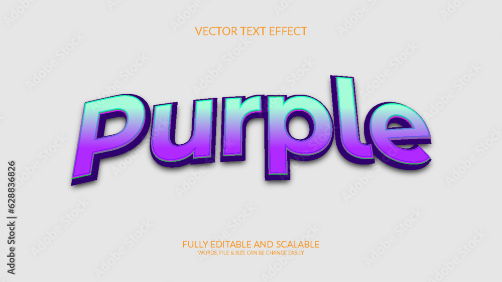 Wall mural purple 3d fully editable vector eps text effect template design