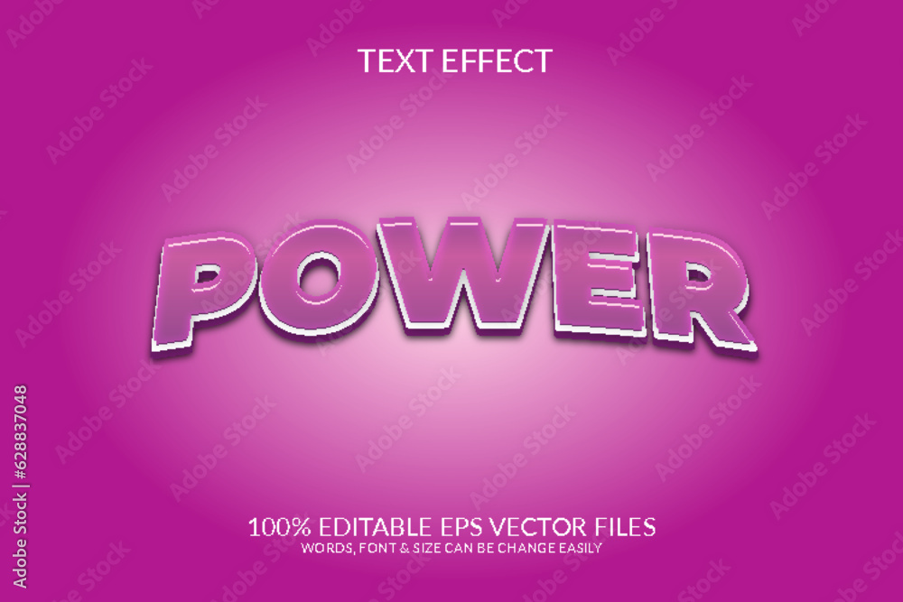 Wall mural power 3d fully editable vector eps text effect template design