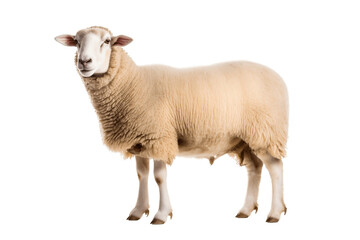 Domestic Sheep Isolated on a White Background. Ai
