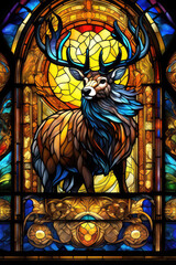 fictional stained glass window, generated by artificial intelligence