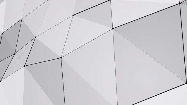 Abstract 3D animated background motion transformation gray dots lines in plexus grid on light background, future innovation digital network, 4K loop slow motion live wallpaper
