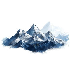 Fototapeta na wymiar Snowy Mountains on Isolated Transparent Background. Ai