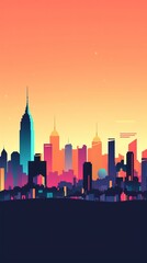 Naklejka premium Sunset City Minimalist Background