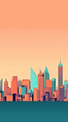 Fototapeta premium Sunset City Minimalist Background