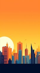 Fototapeta premium Sunset City Minimalist Background