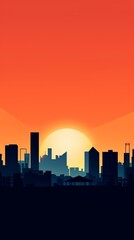 Naklejka premium Sunset City Minimalist Background