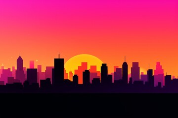 Fototapeta premium Sunset City Minimalist Background
