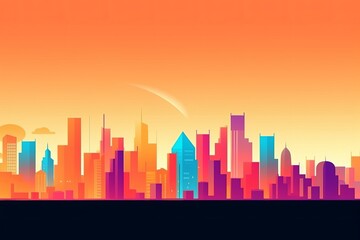 Obraz premium Sunset City Minimalist Background