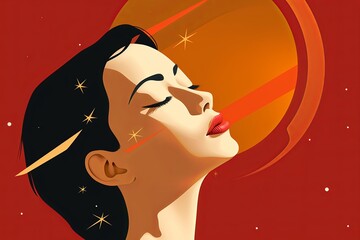 Synthetic Themed Dreamy Female Profile Graphic Design