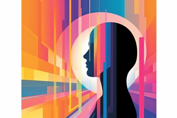 Synthetic Themed Dreamy Female Profile Graphic Design