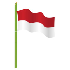 Indonesian Flag on Sharpened Bamboo Spiky, Dirgahayu Independence Day of Republic of Indonesia Vector Illustration