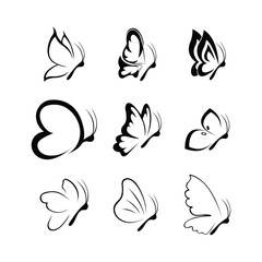 Obraz premium Big butterfly icon,Butterfly silhouette icons set, Vector Illustrations,white background,vector outline icons,Butterfly logo,Vector butterfly abstract logo