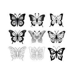 Fototapeta na wymiar Big butterfly icon,Butterfly silhouette icons set, Vector Illustrations,white background,vector outline icons,Butterfly logo,Vector butterfly abstract logo