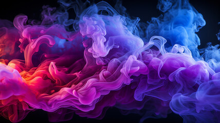 explosion of colored powder on black background.generative ai