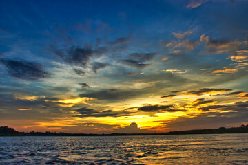 sunset over the sea, Padma River, Kushtia, Cloudy Sky, Beautiful Sky, Dusk, Ganga River, Gorai River, Kushtia