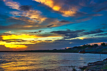 sunset over the sea, Padma River, Kushtia, Cloudy Sky, Beautiful Sky, Dusk, Ganga River, Gorai River, Kushtia
