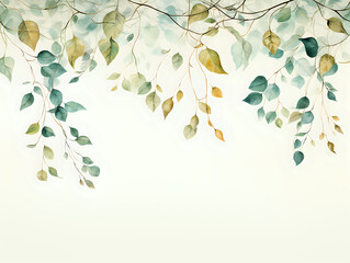 a lot of hanging from top watercolor branches with colorful leaves wallmural
