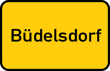 City sign of Büdelsdorf - Ortsschild von Büdelsdorf