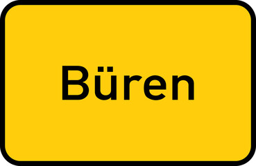 City sign of Büren - Ortsschild von Büren
