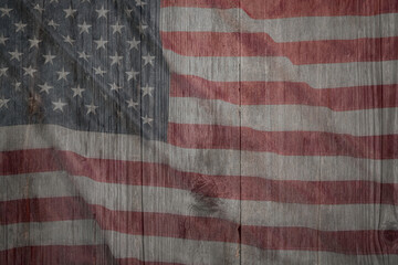 Fototapeta premium cool modern background, isolated USA flag made out of different types of colored wooden planks, United States of America, patriotism, 3d rendering, 3d illustration.