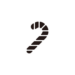 Candy cane icon.Flat silhouette version.