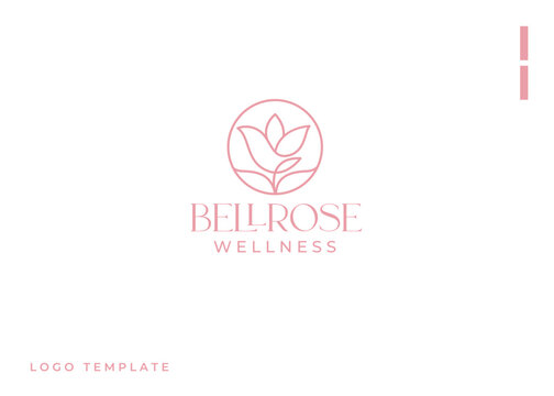 Abstract rose flower vector logo design with line art style