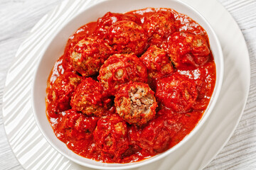 Iowa Ham Balls with tomato sauce in bowl