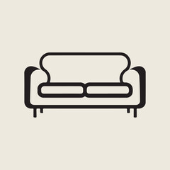 Sofa Icon Black and white outlines 