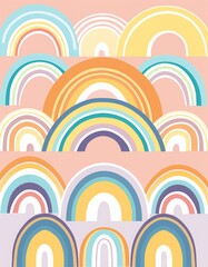 Pastel stylish trendy rainbows  illustrations, Generative AI