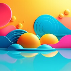 Vibrant Summer Themed 3D Abstract Background