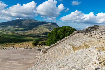 Fototapeta na wymiar The Greek theater of Segesta, Sicily, Italy