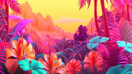 Vibrant Summer Themed 3D Abstract Background - obrazy, fototapety, plakaty