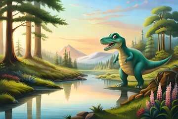 dinosaur in the forest Generated AI