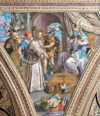  NAPLES, ITALY - APRIL 23, 2023: The fresco of  Jesus before Highpriest in Sanhedrin in the church Chiesa di San Giovanni a Carbonara by unknown mannerist painter from years (1570 - 1575). © Renáta Sedmáková