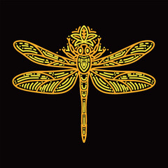 Premium Monoline Dragonfly Vector Graphic Design illustration Vintage style line Emblem Symbol and Icon