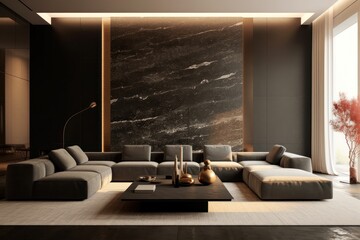 Close-up Details of a Luxurious Couch in a Modern Living Room with nature accents